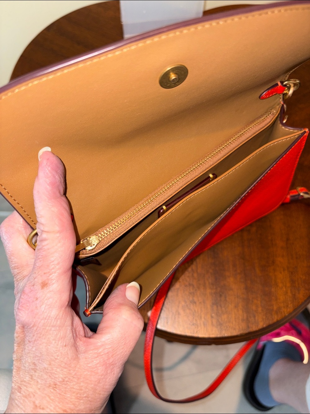 Coach Hayden Leather Crossbody bag Clutch Orange  exterior slip pocket  like new - Picture 12 of 15